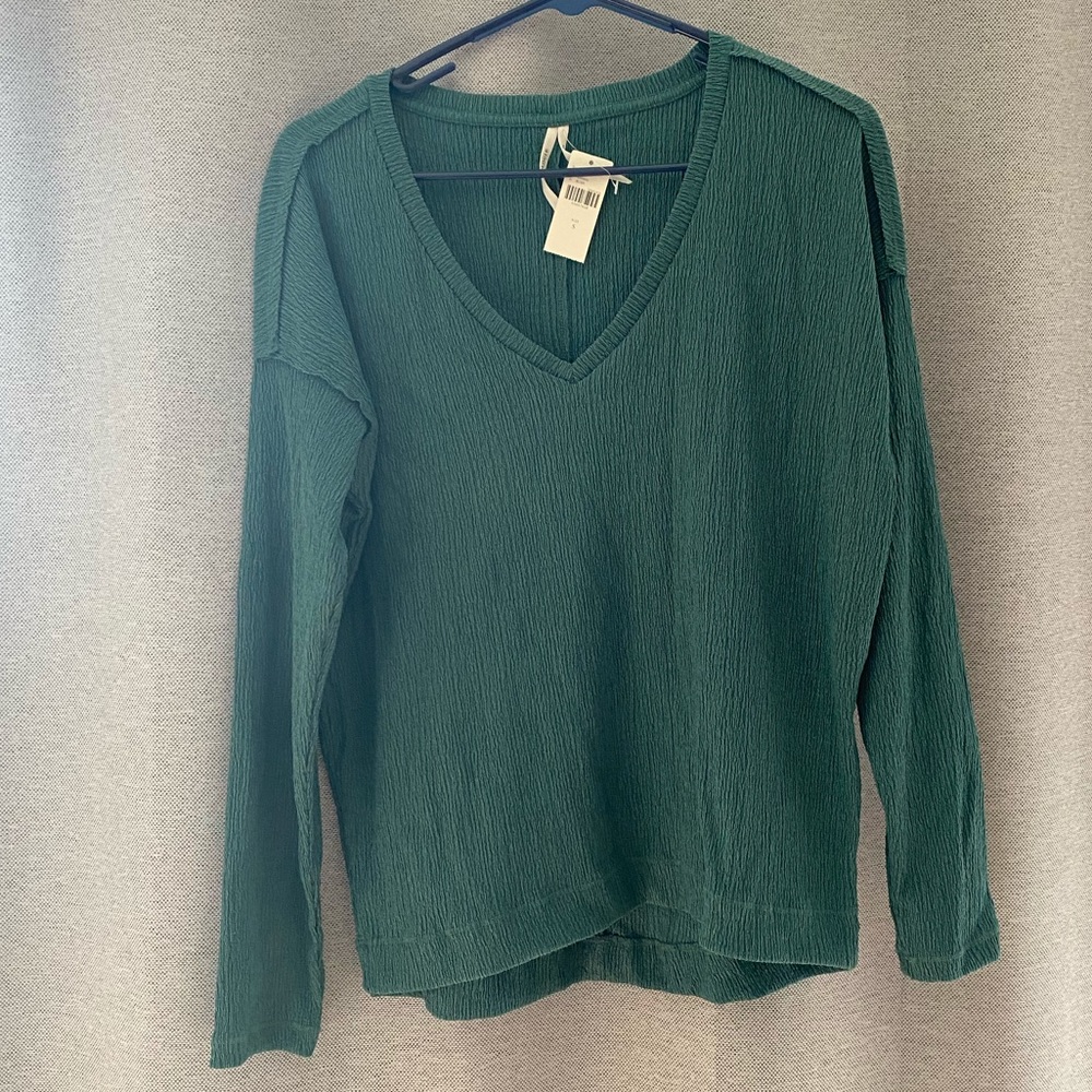 Green long sleeve Anthropologie top